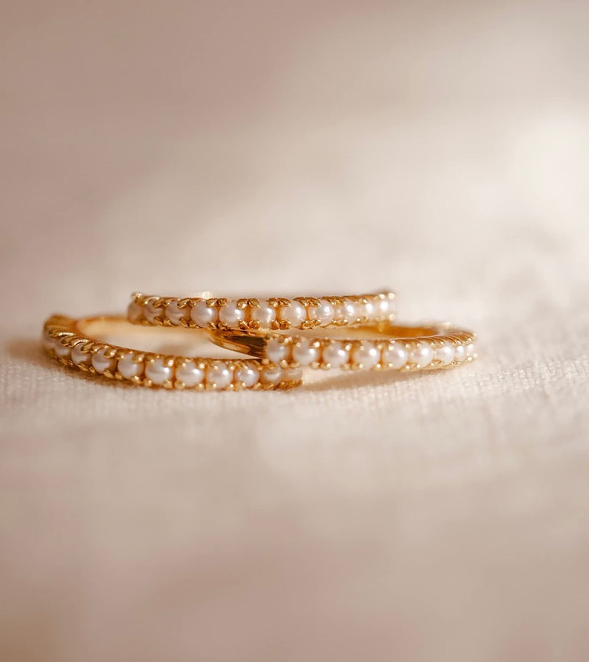 Gold Plated Pearl Eternity Ring