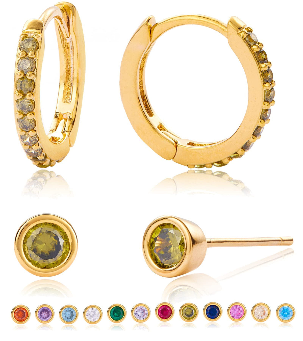 Tesmony Birthstone Hoop Earrings