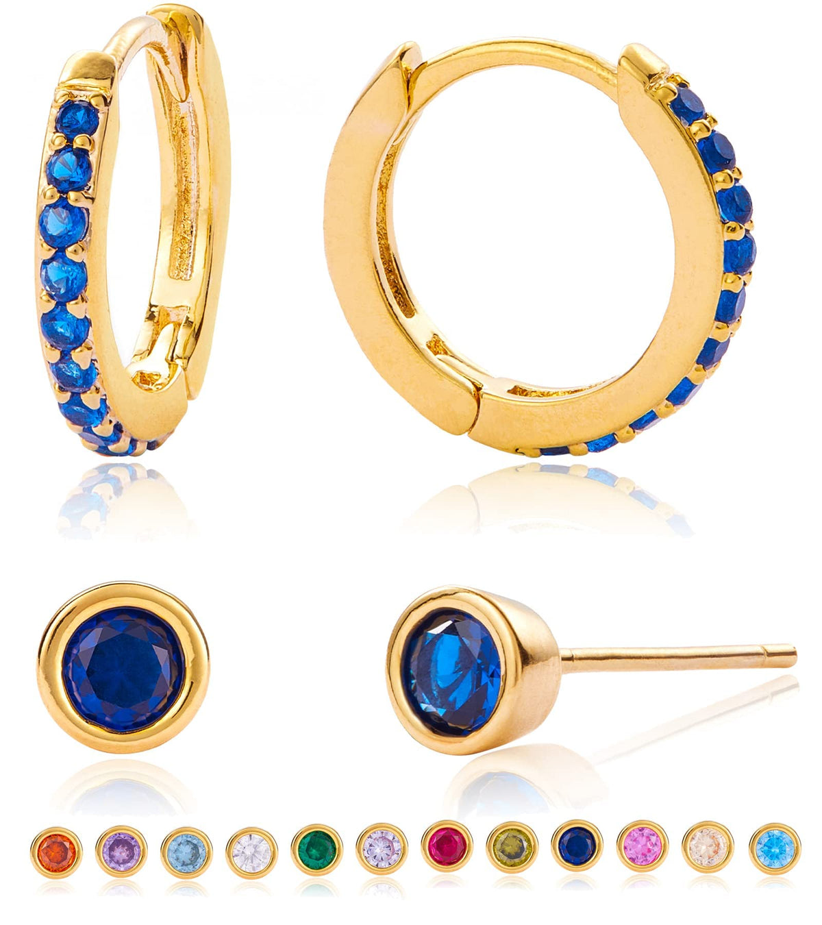 Tesmony Birthstone Hoop Earrings