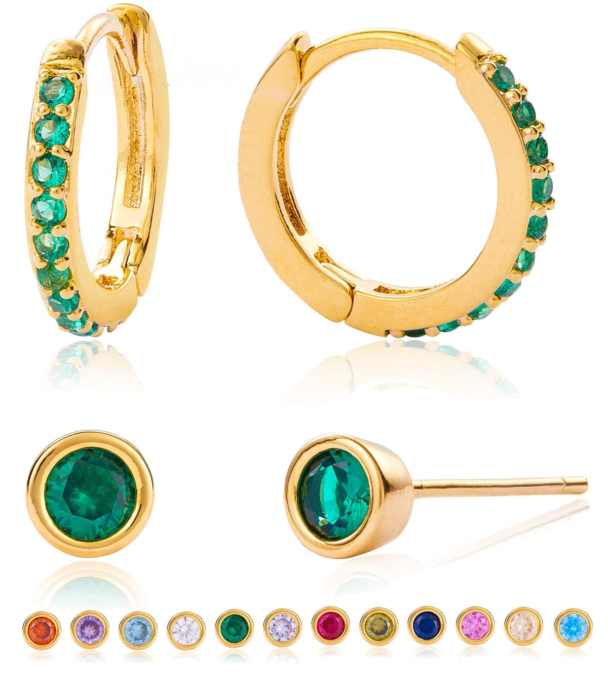 Tesmony Birthstone Hoop Earrings