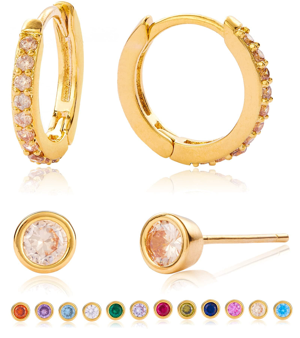 Tesmony Birthstone Hoop Earrings