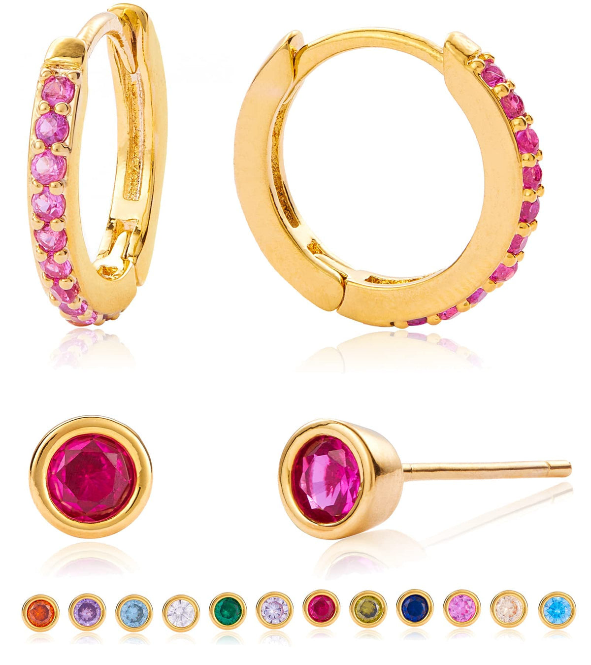 Tesmony Birthstone Hoop Earrings