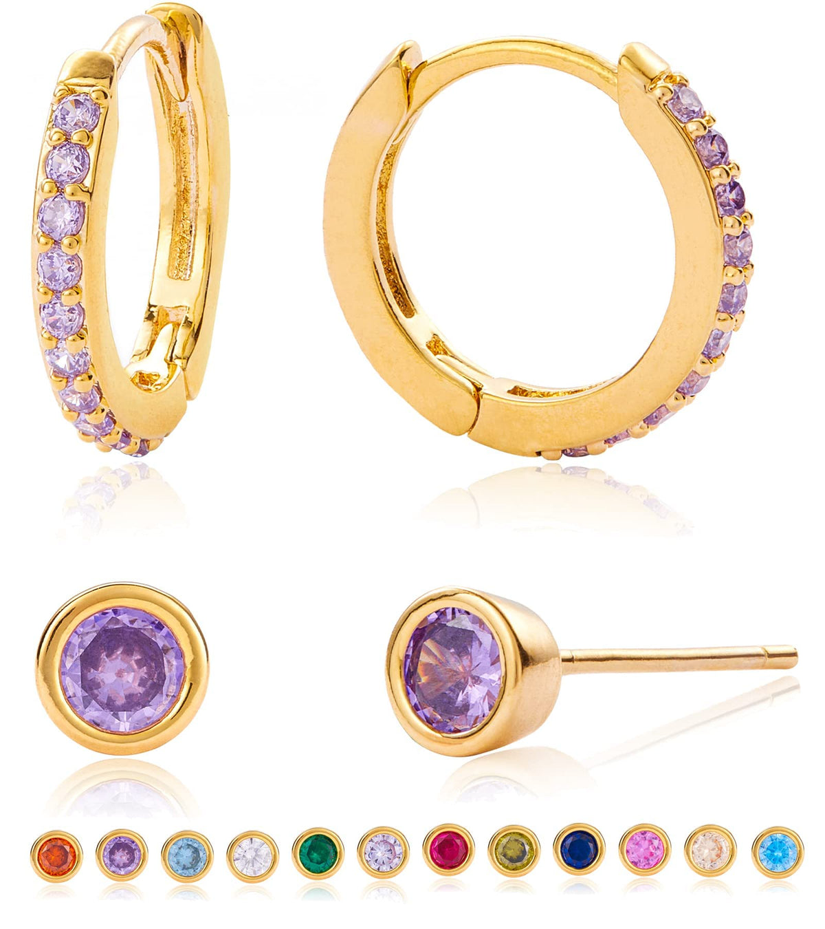 Tesmony Birthstone Hoop Earrings