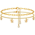 Kenivira Cable Chain Anklet with 4 Rhinestone Butterfly Pendant