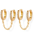 Tesmony Gold Link CZ Double Hoop Earrings