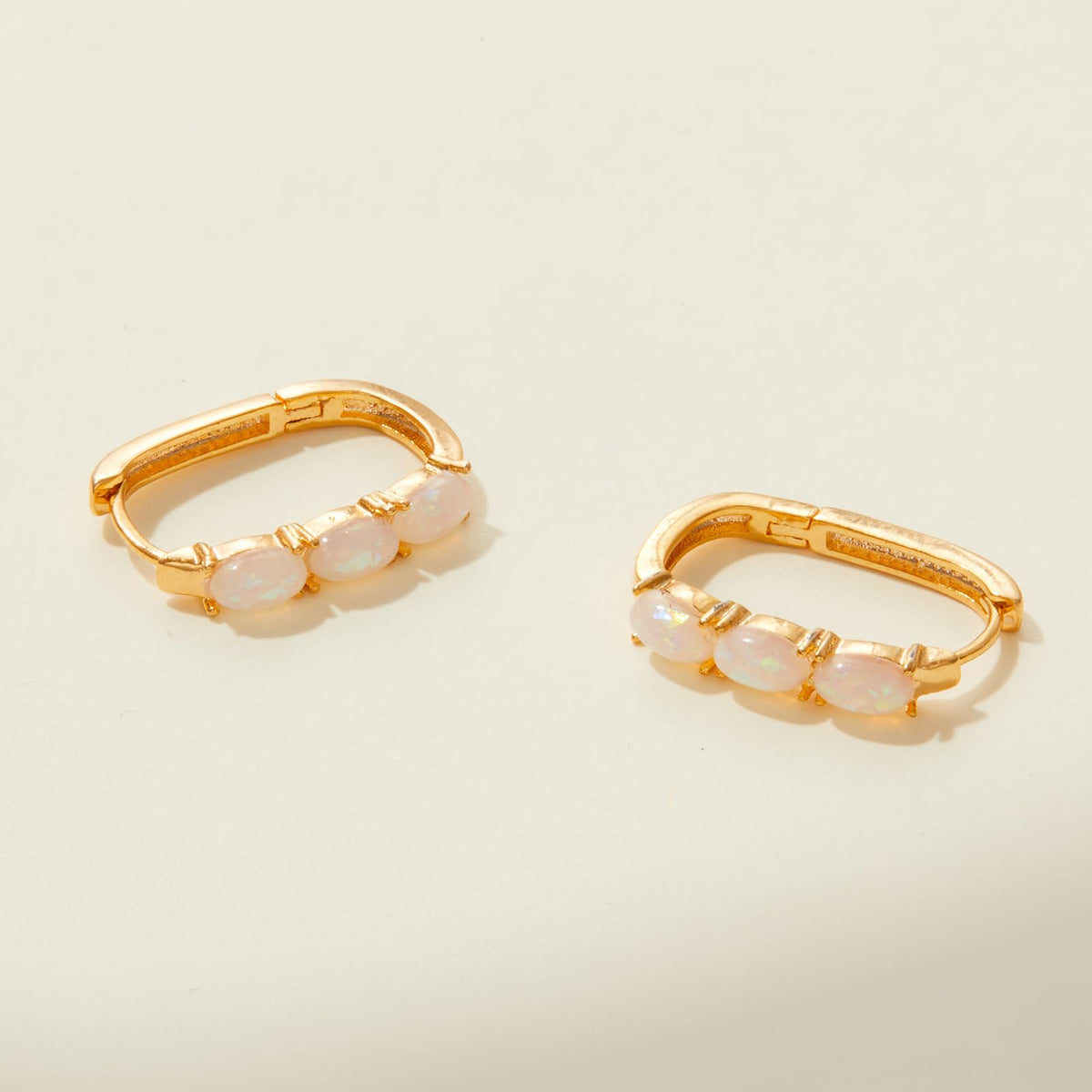 Kenivira Gold Rectangle Pearl Hoop Earrings