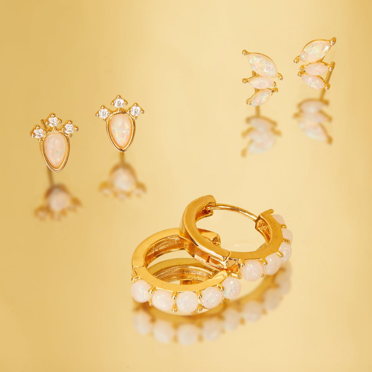 Stud Gold Earrings Set for Women
