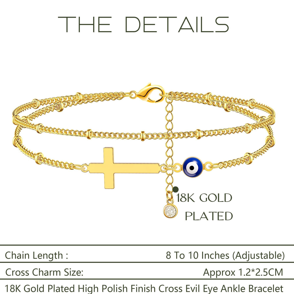 Tesmony Cross Evil Eye Anklet