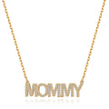 Tesmony MOMMY Pendant Necklace with CZ Stone