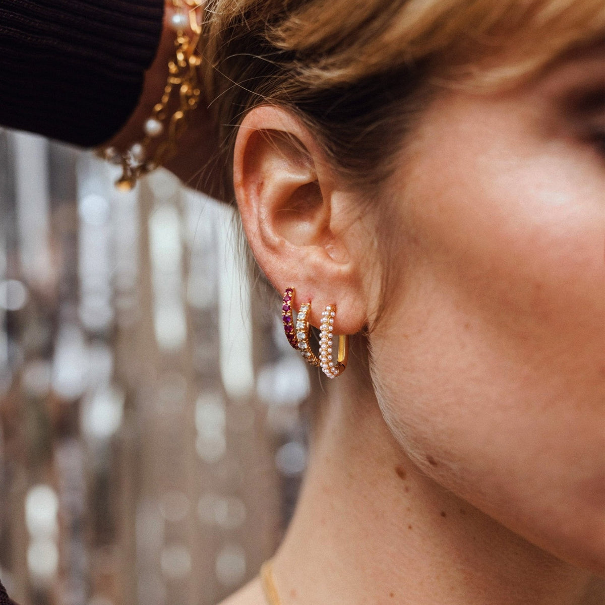 Tesmony Rectangle Earrings with Beads