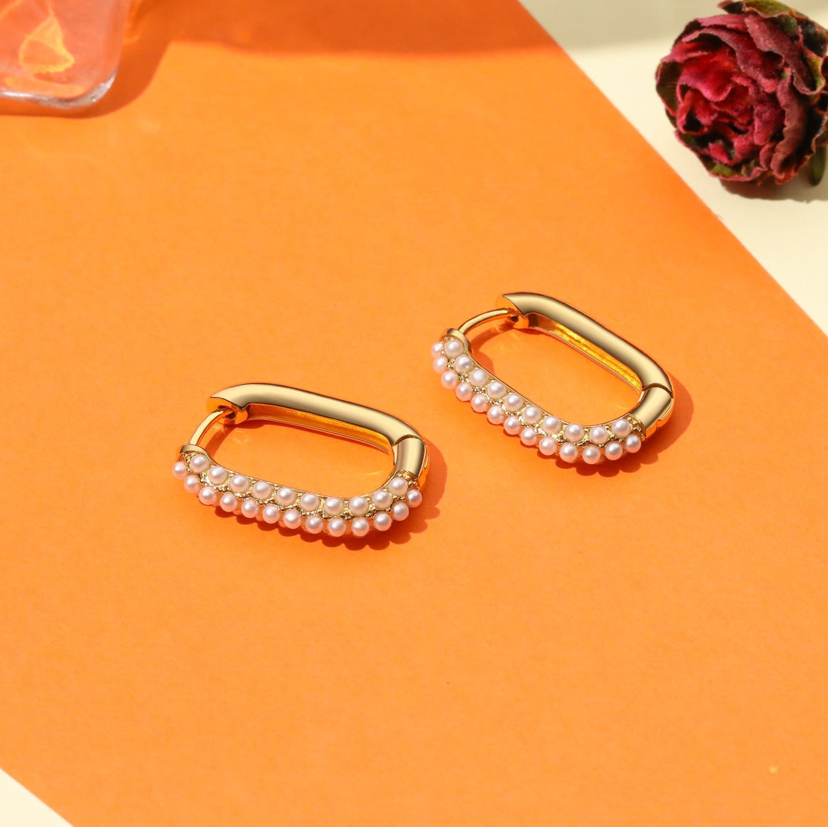 Tesmony Rectangle Earrings with Beads