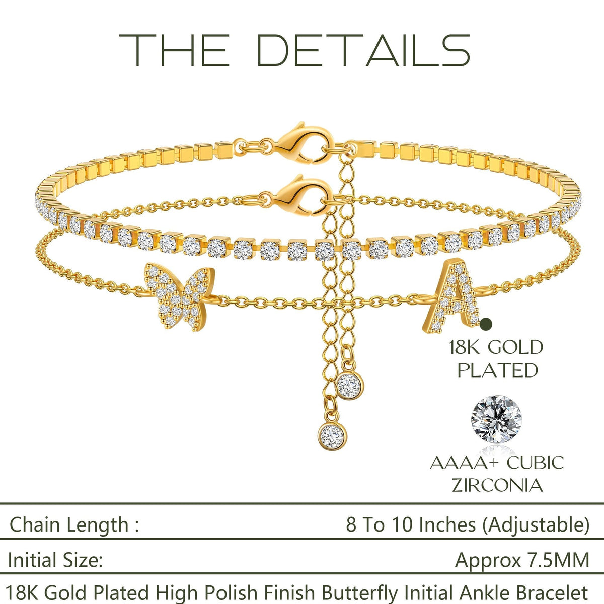 Tesmony the Letter A Initial Anklet